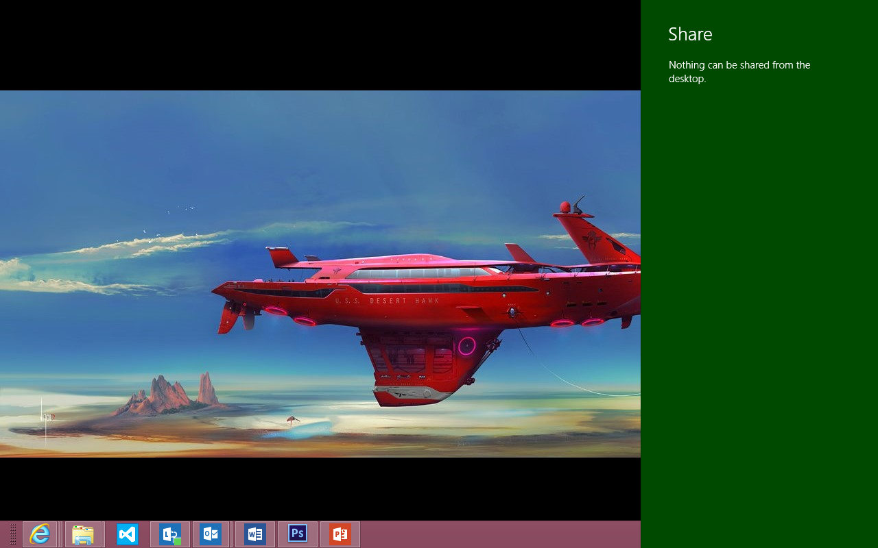 Windows 8 Sharing - nothing can be shared from the desktop